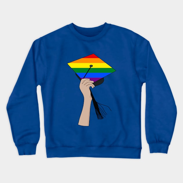 Holding the Square Academic Cap Rainbow Crewneck Sweatshirt by DiegoCarvalho